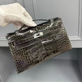 Hermes Kelly Mini 22 in Brown American Alligator Silver Buckle Bag