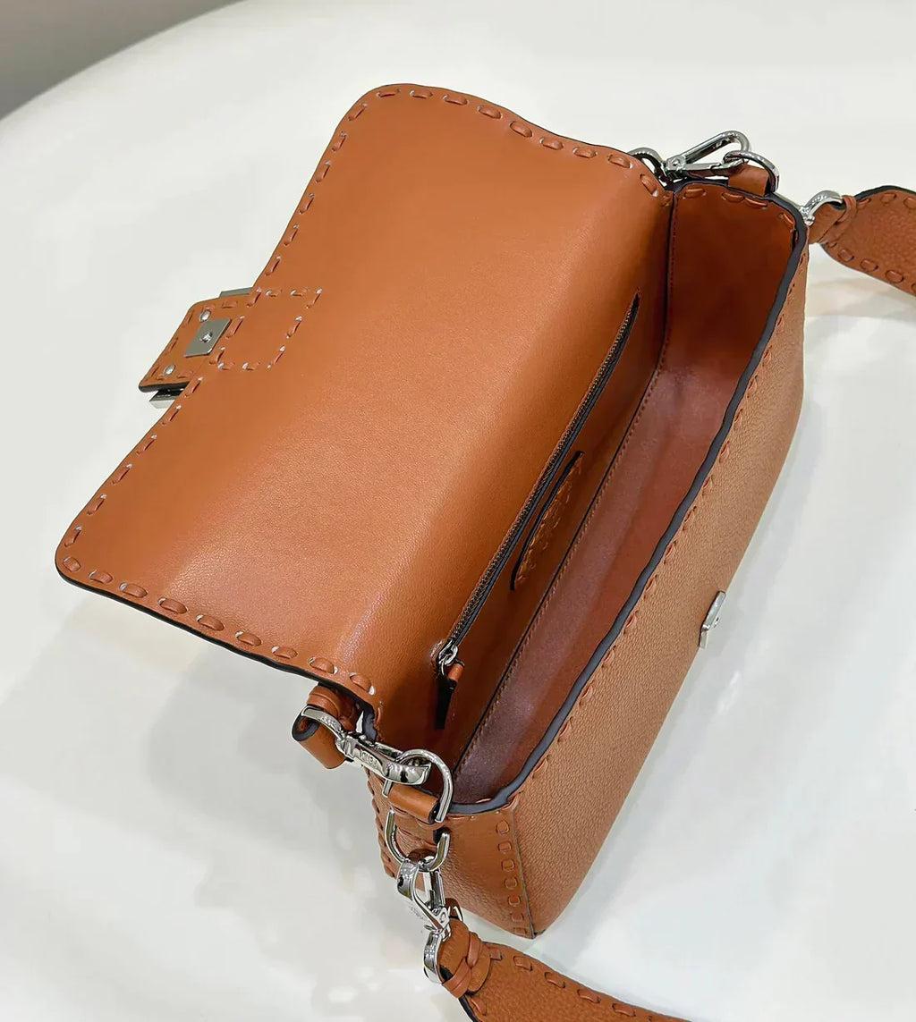 Baguette 27cm Tan Calfskin Silver Hardware