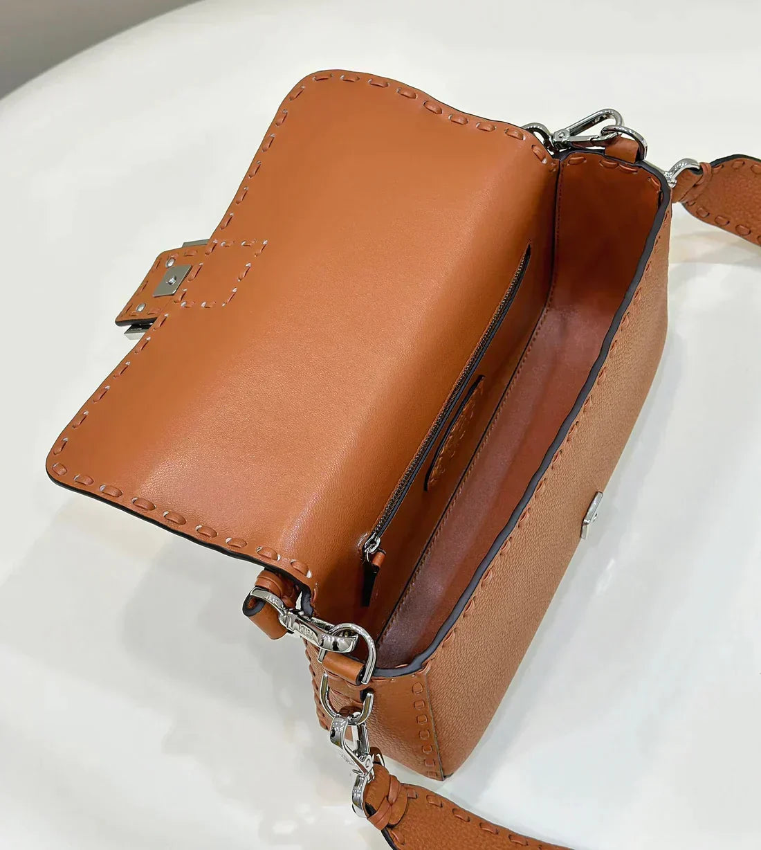 Baguette 27cm Tan Calfskin Silver Hardware