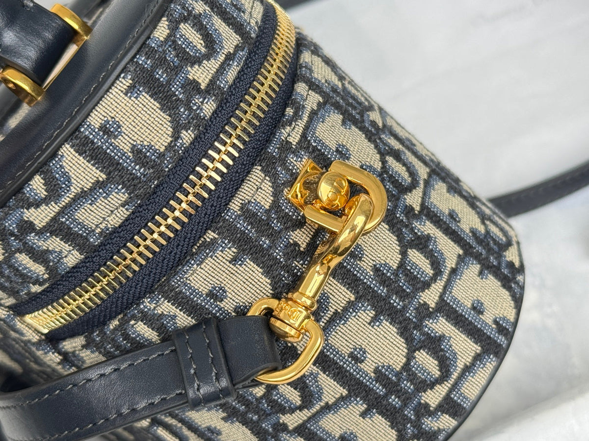 Dior 25S CD Signature Vanity 16 in Blue Oblique Jacquard Canvas Bag