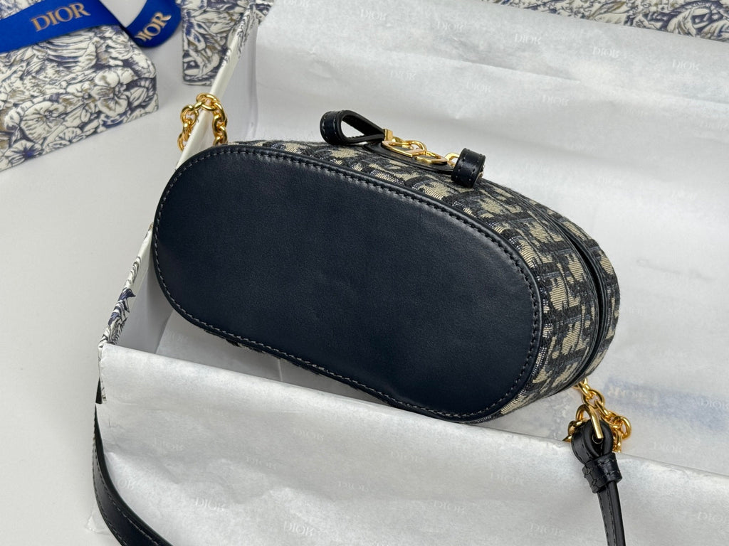 Dior 25S 30 Montaigne Mini Vanity Case 16 in Blue Oblique Jacquard Canvas