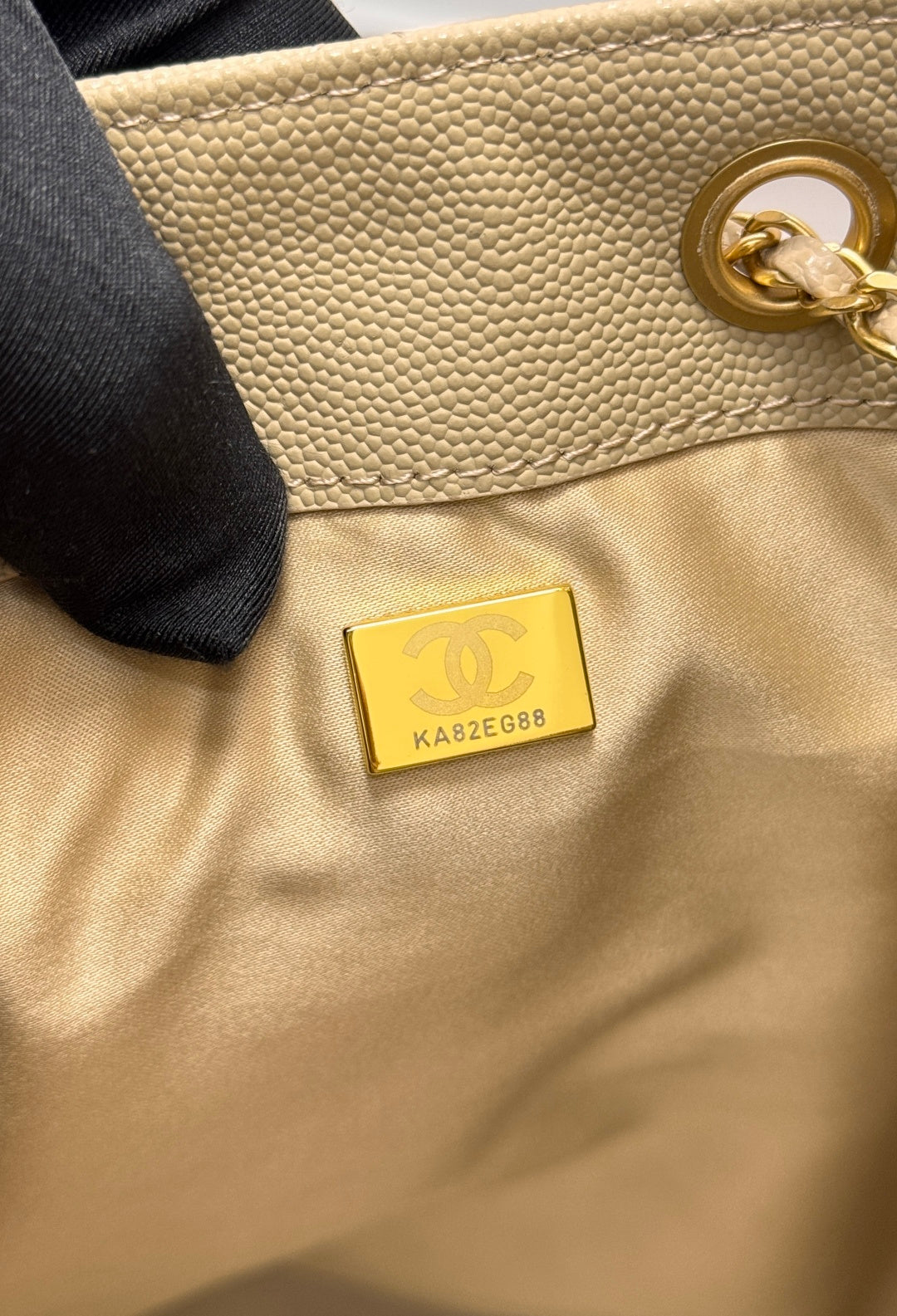 Chanel 25S Hobo Bag 40 in Golden Beige Caviar with Gold Hardware