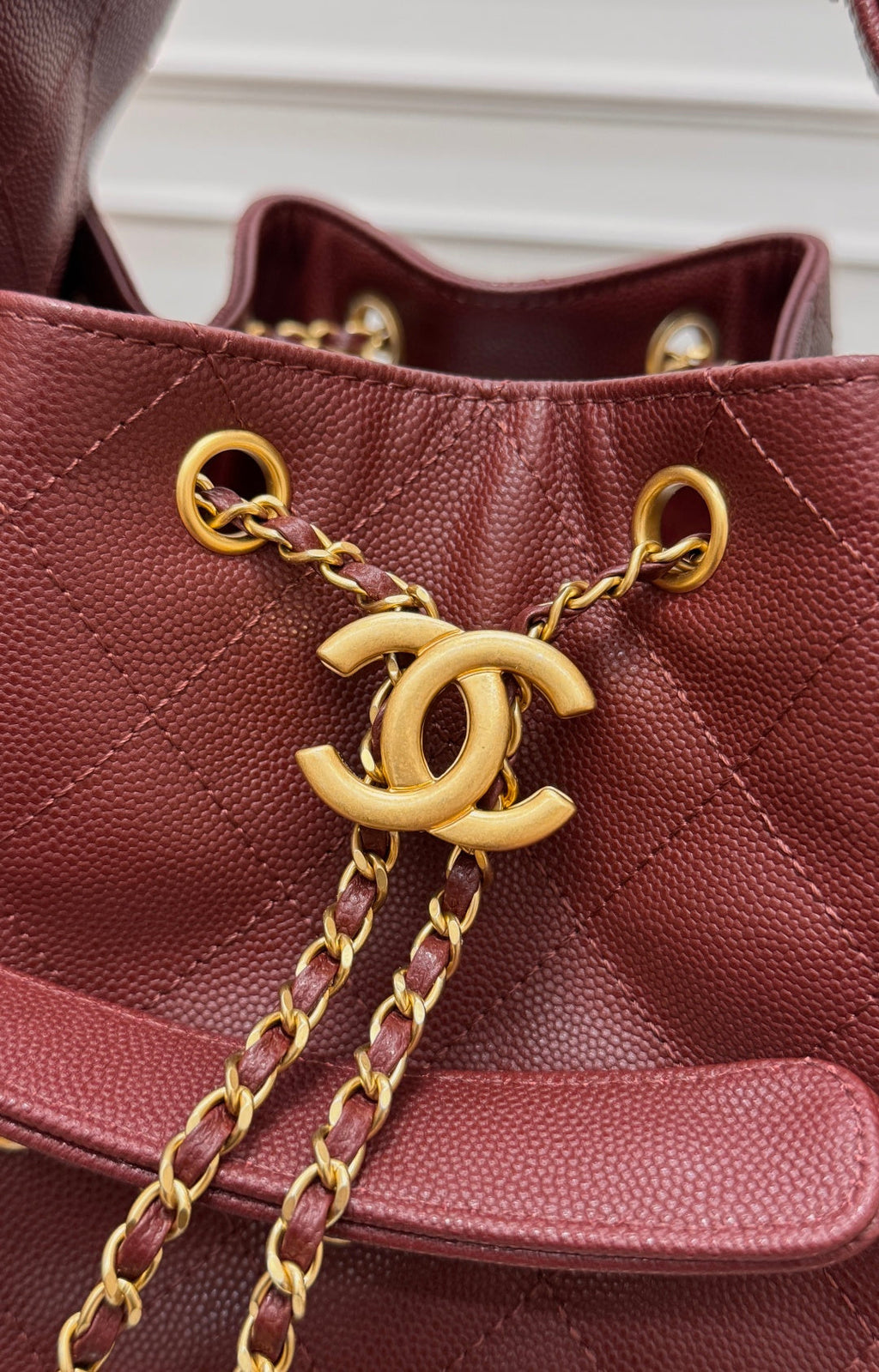 Chanel 25S Hobo Bag 40 in Dark Red Caviar with Gold Hardware