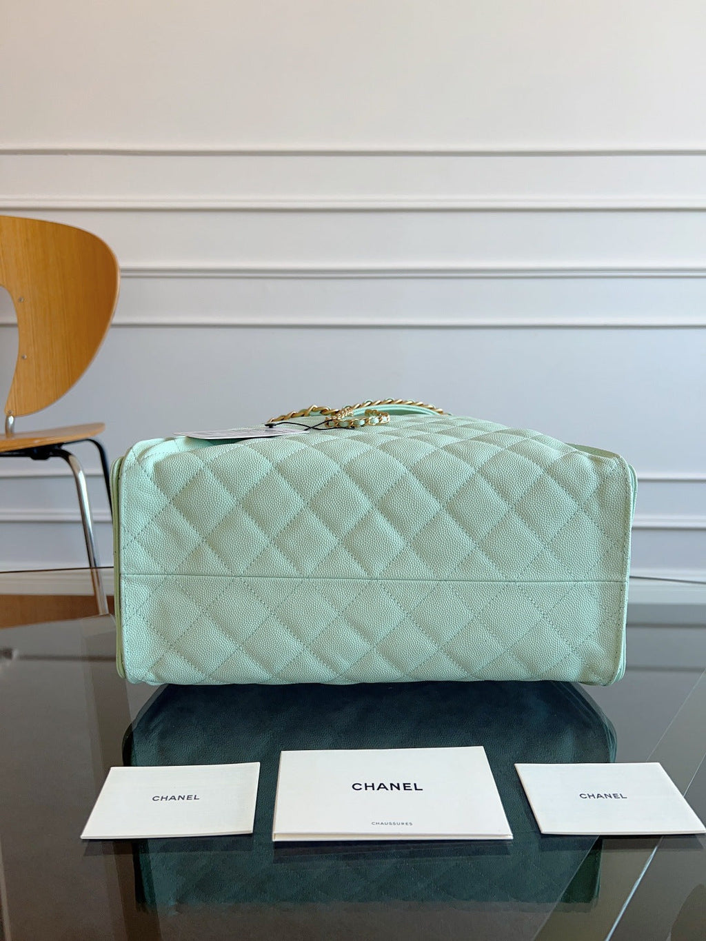 Chanel 25S Hobo Bag 40 in Seafoam Green Caviar with Gold Hardware