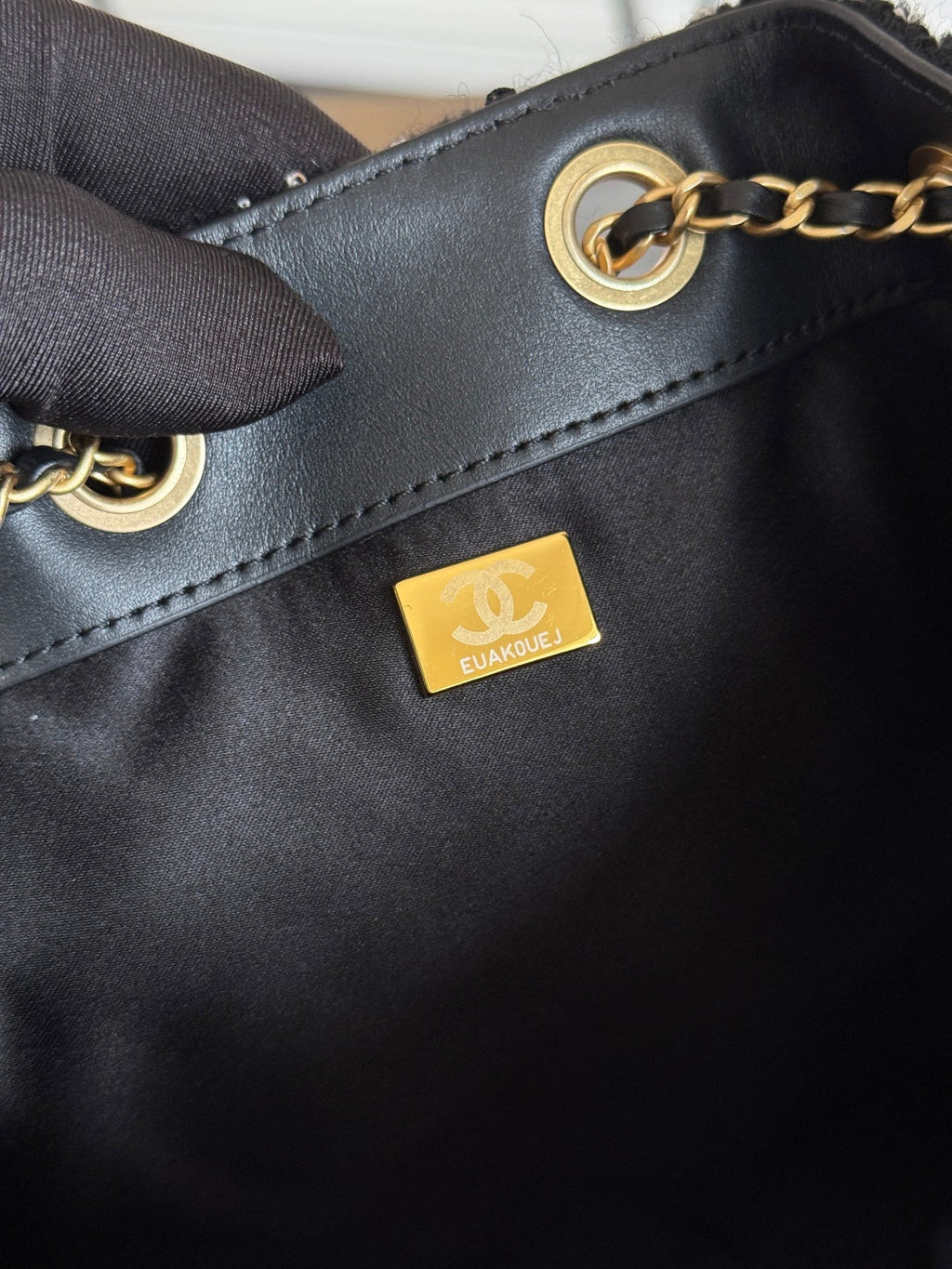 Chanel 25S Hobo Bag 30 in Black Tweed with Gold Hardware