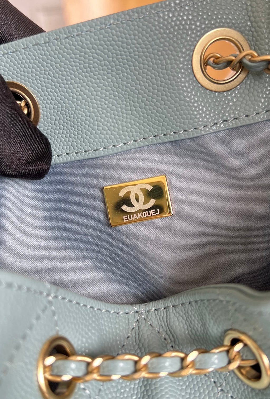 Chanel 25S Hobo Bag 40 in Soft Teal Blue Caviar with Gold Hardware