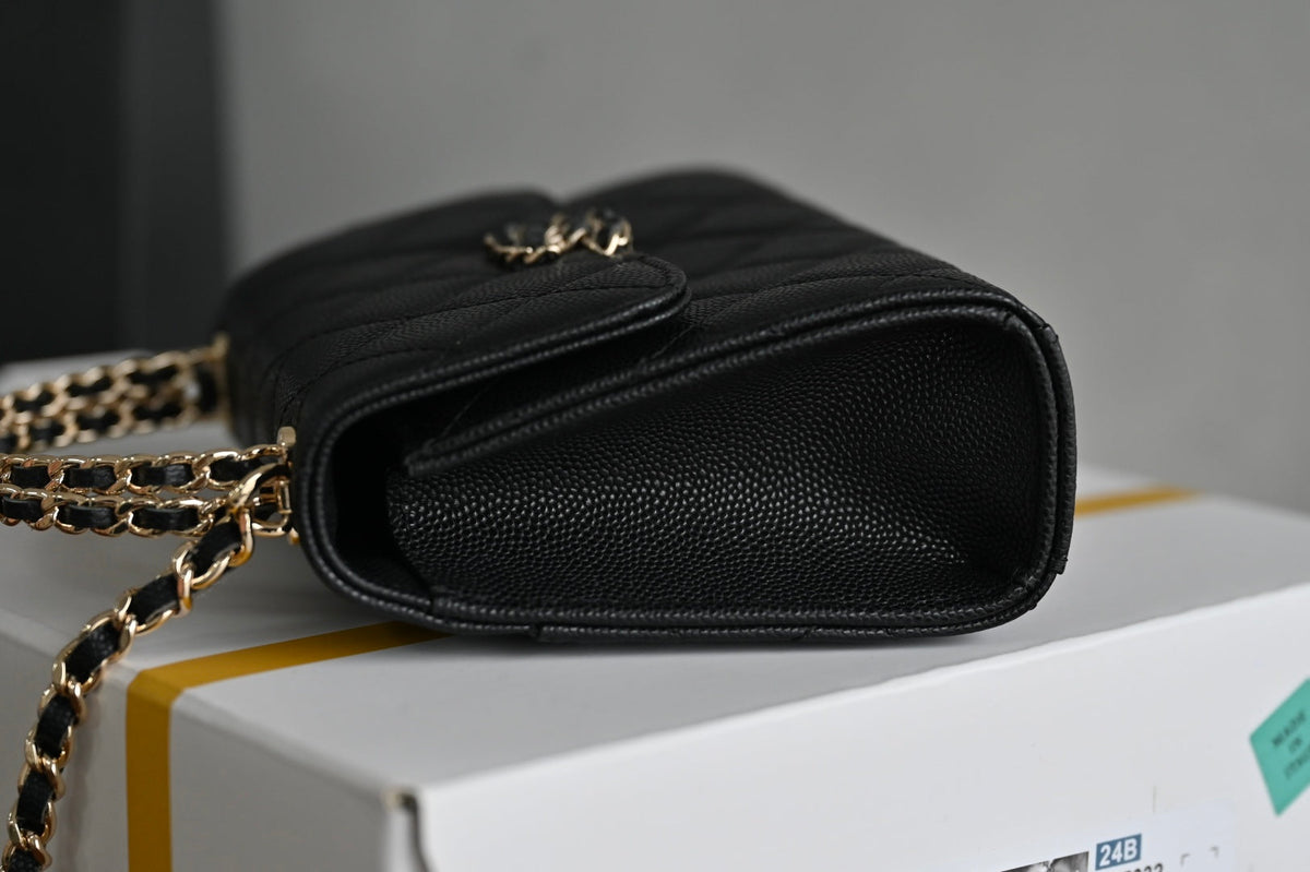 Chanel 25S Kelly 14.5 cm in Black Lambskin Bag