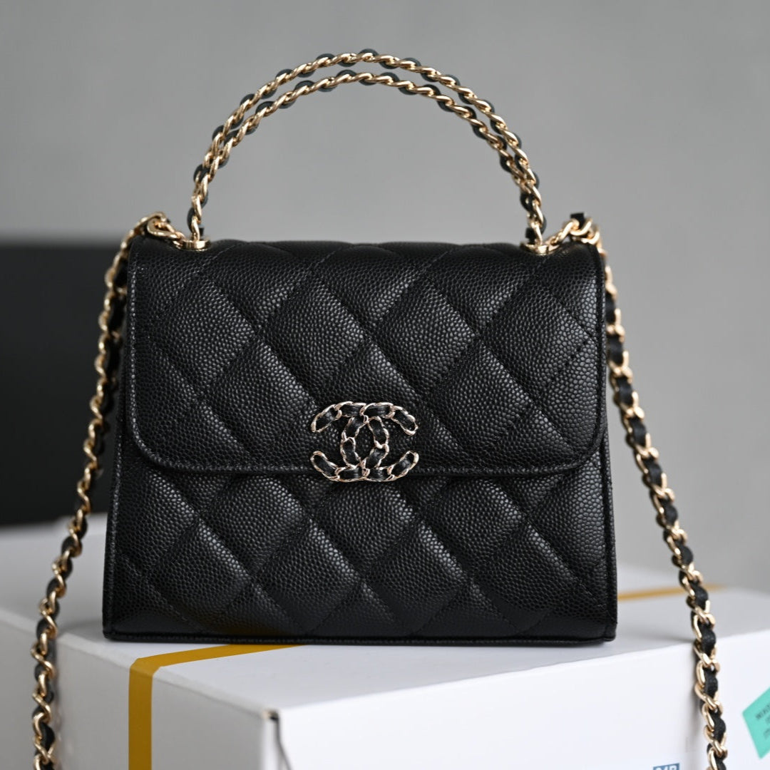 Chanel 25S Kelly 14.5 cm in Black Lambskin Bag