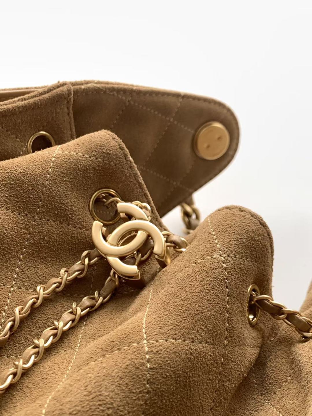 Chanel 25S Hobo Bag 30 in Brown Suede with Gold Hardware