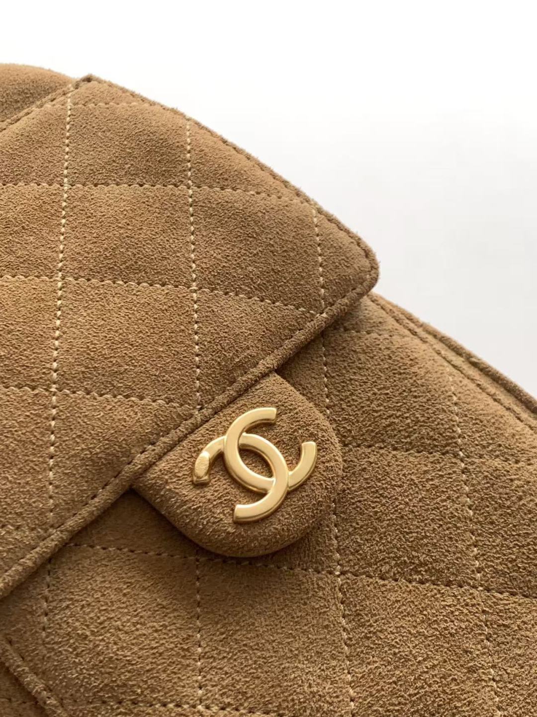 Chanel 25S Hobo Bag 30 in Brown Suede with Gold Hardware