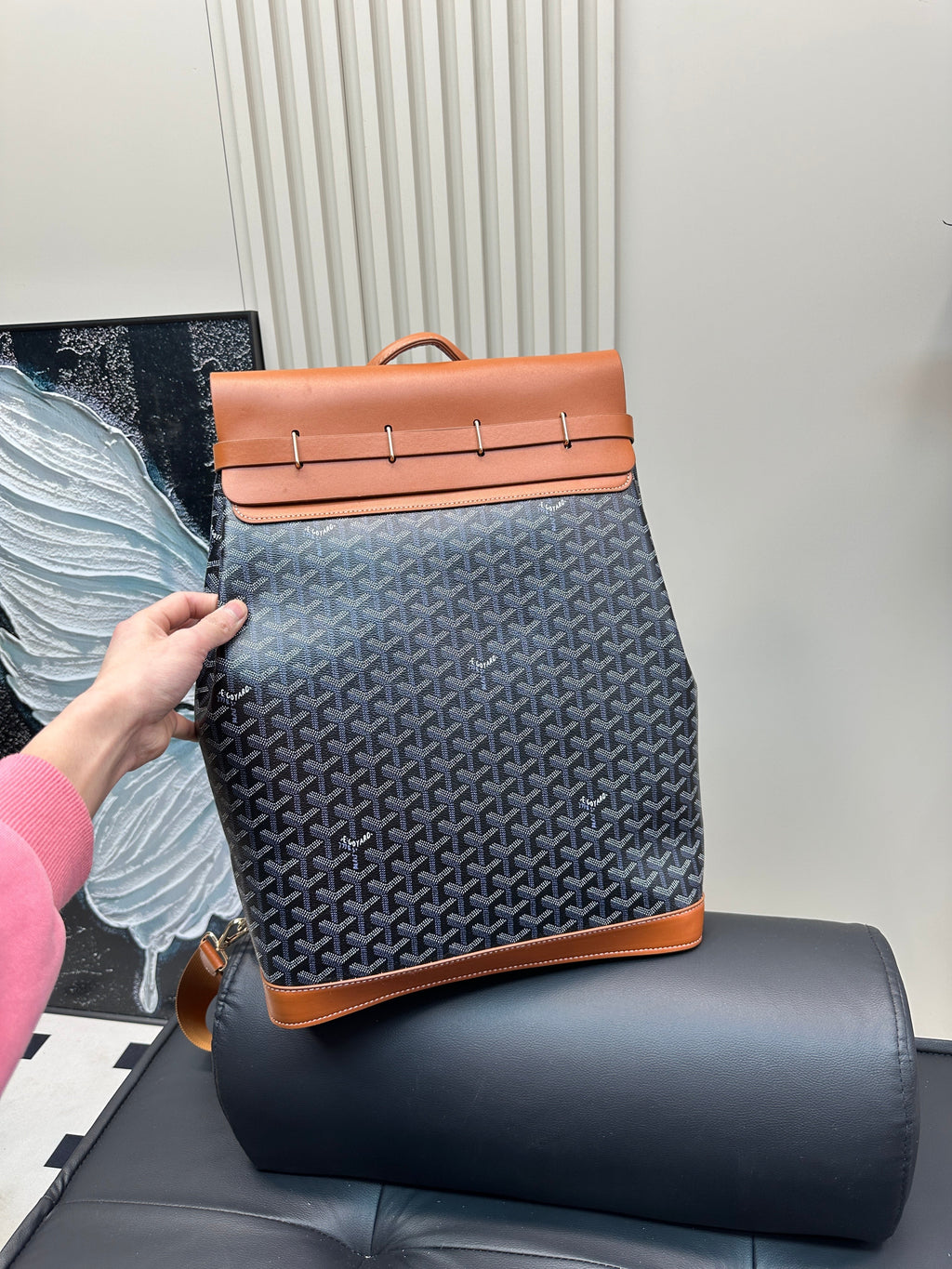 Goyard Cisalpin Backpack 45 in Brown Goyardine Canvas and Calfskin