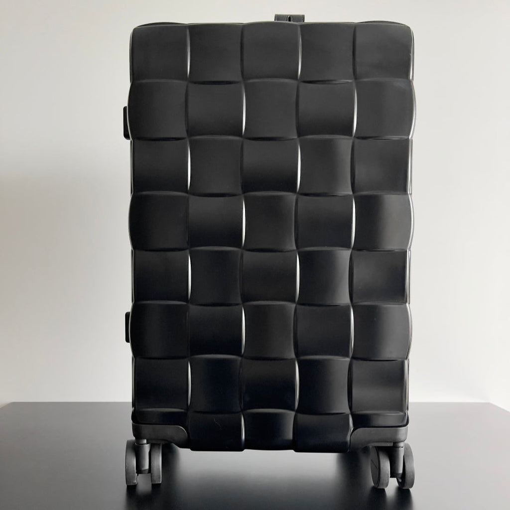 Bottega Veneta 25S Odyssey Cabin 3D Intreccio Pattern Luggage 55 in Black Calfskin Bag