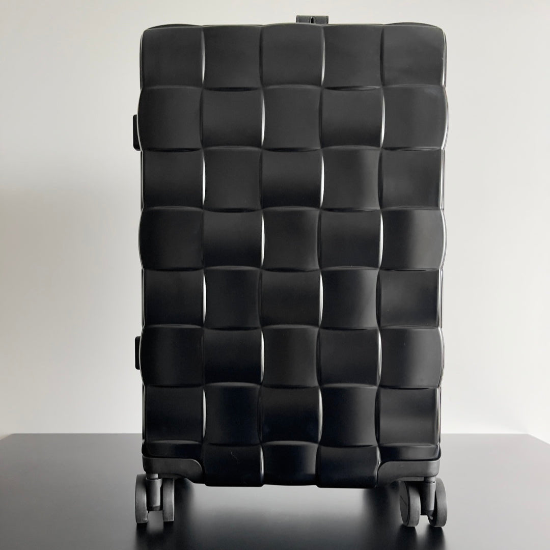 Bottega Veneta 25S Odyssey Cabin 3D Intreccio Pattern Luggage 55 in Black Calfskin Bag