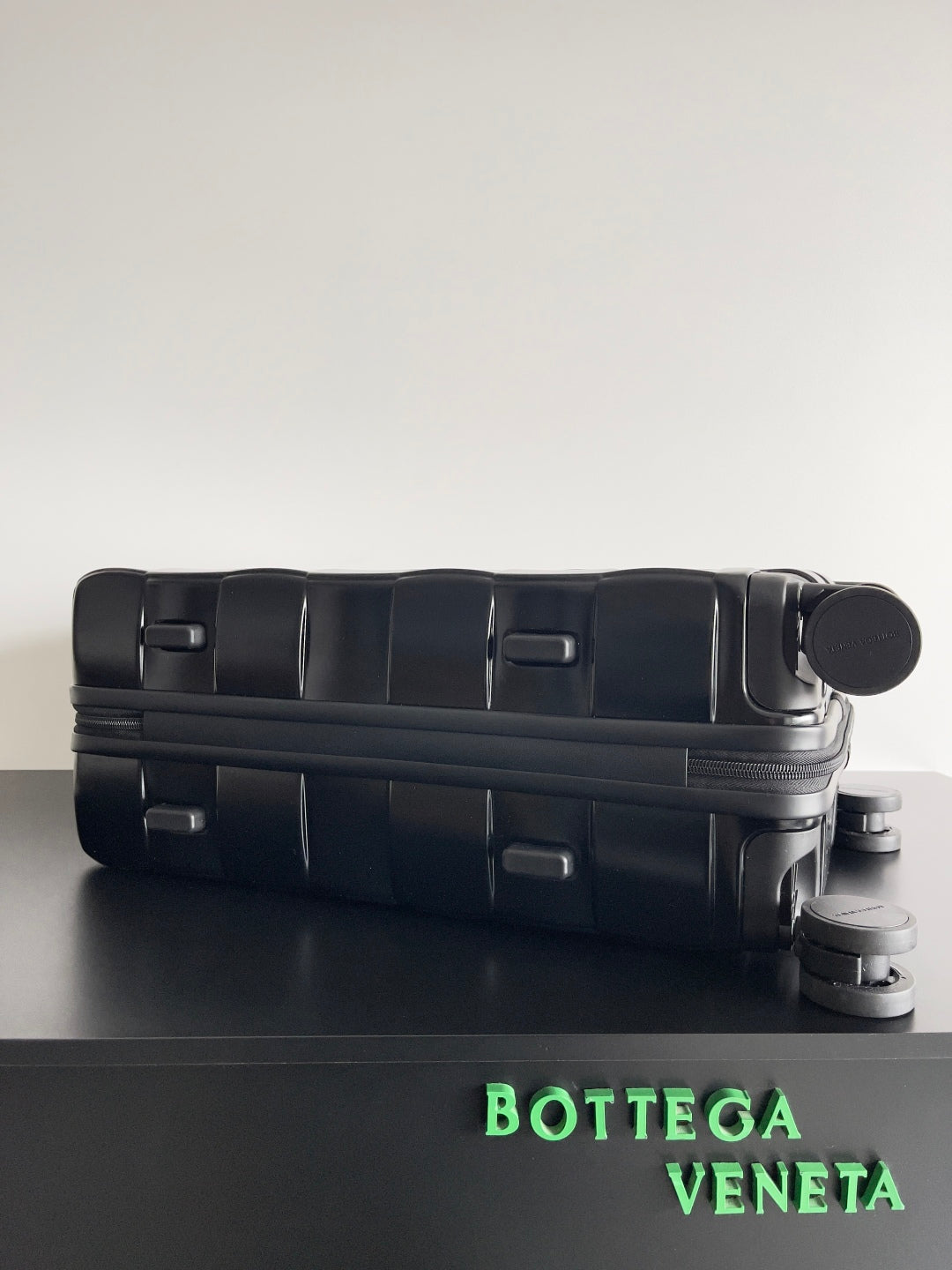 Bottega Veneta 25S Odyssey Cabin 3D Intreccio Pattern Luggage 55 in Black Calfskin Bag