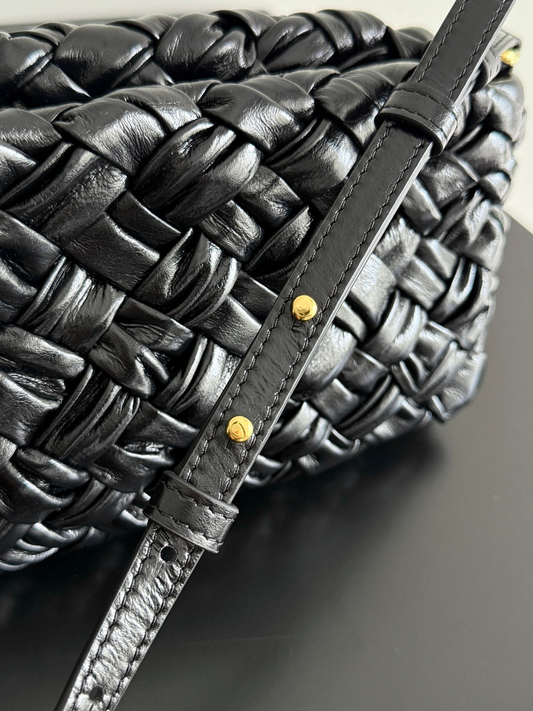 Bottega Veneta Kelimero Cha-Cha Clutch 28.5 in Black Lambskin