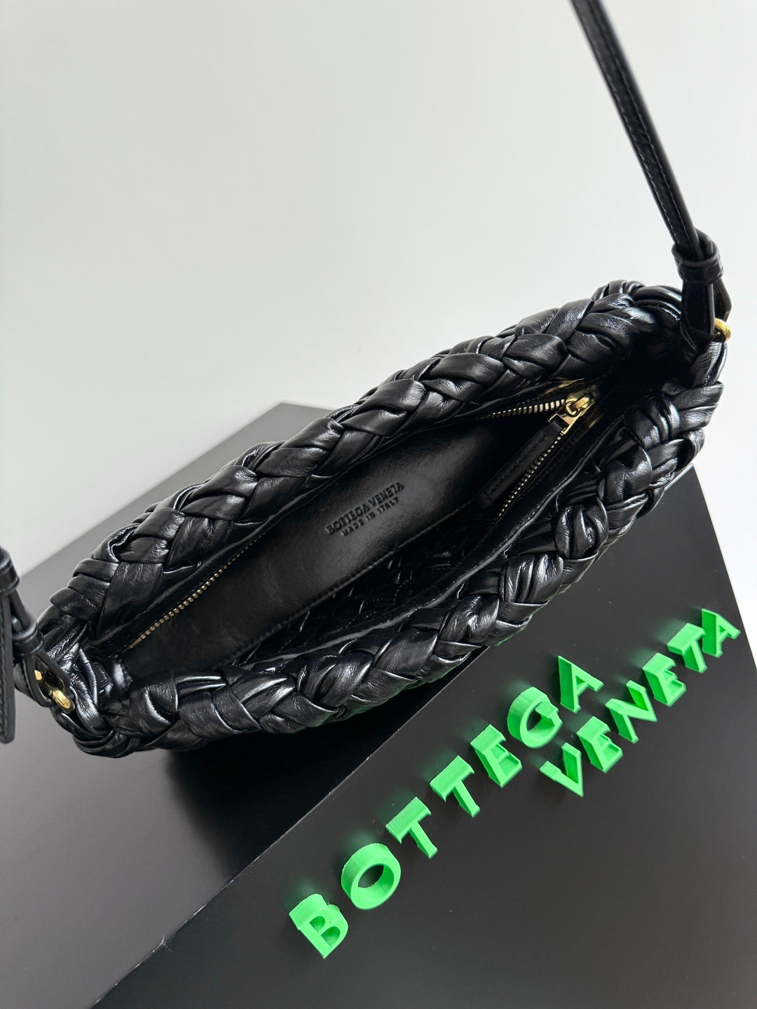 Bottega Veneta Kelimero Cha-Cha Clutch 28.5 in Black Lambskin