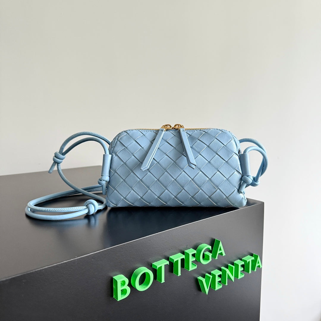 Bottega Veneta Concert Pouch 18.5 in Light Blue Lambskin