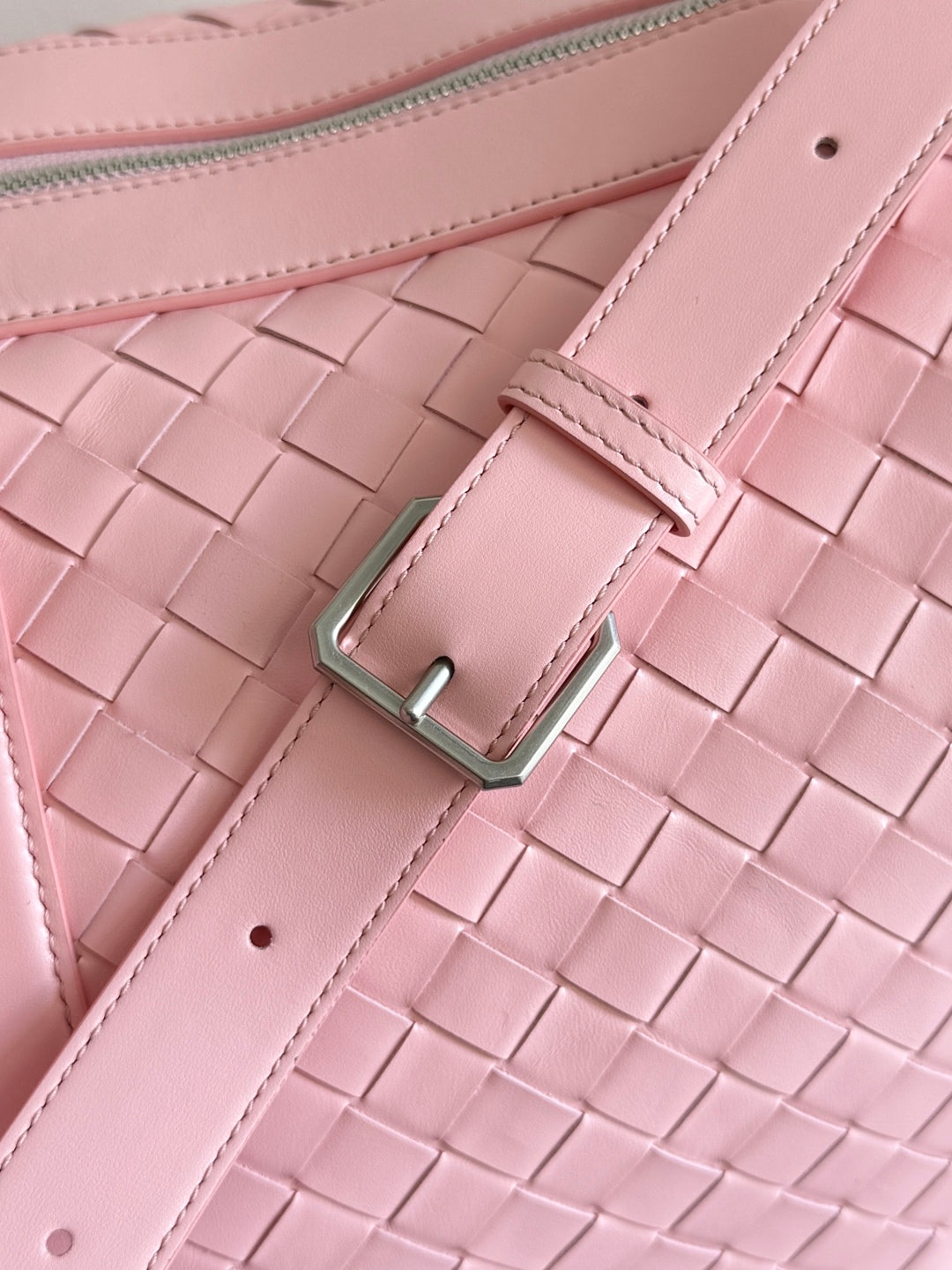Bottega Veneta 25S Intrecciato Cabin Duffle 55 in Light Pink Calfskin Bag