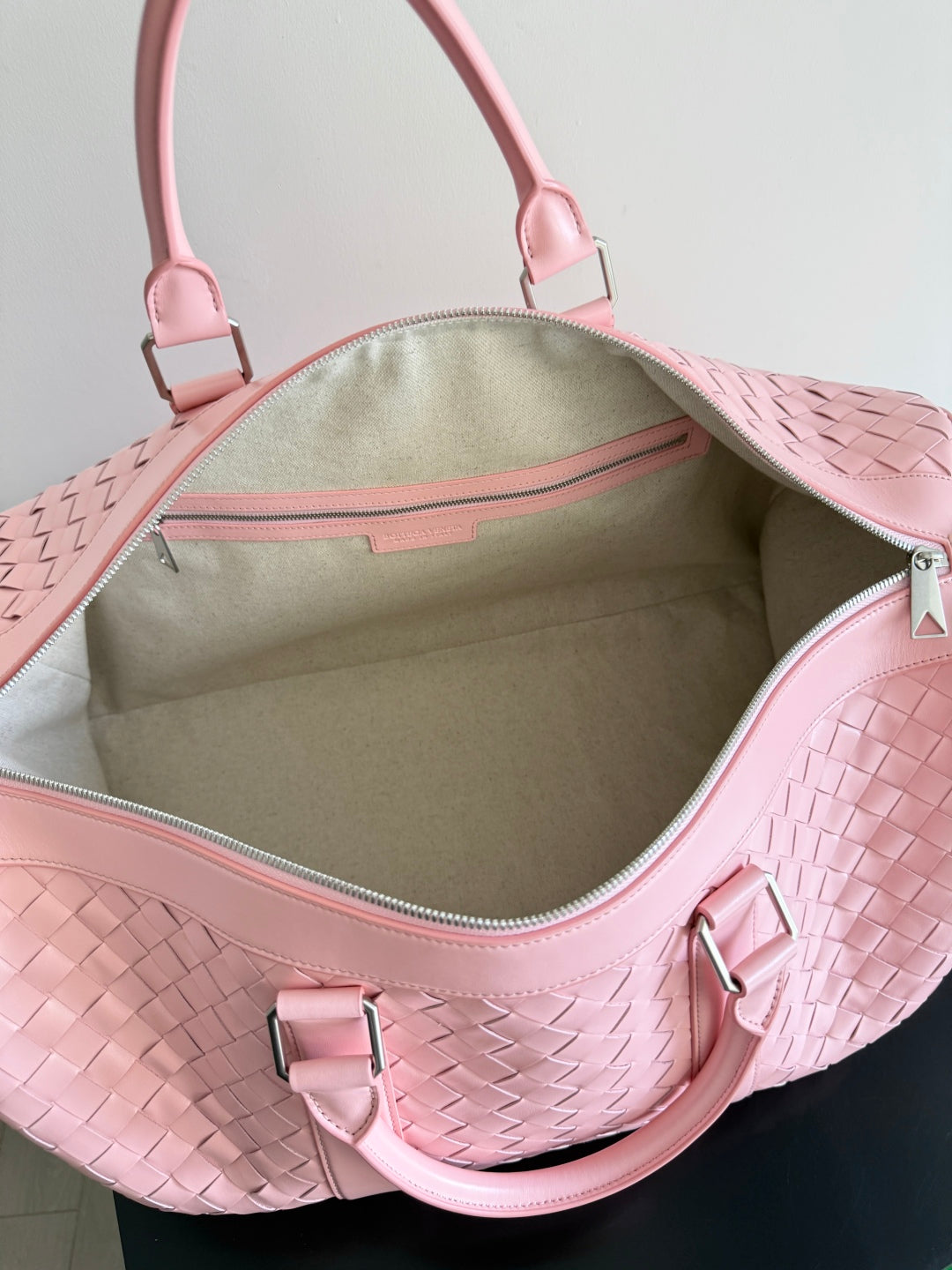 Bottega Veneta 25S Intrecciato Cabin Duffle 55 in Light Pink Calfskin Bag