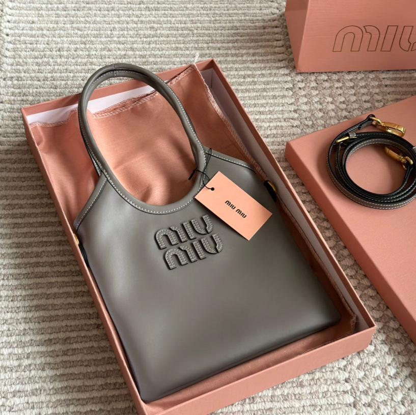 Ivy Small Tote Bag 22 in Gray Calfskin