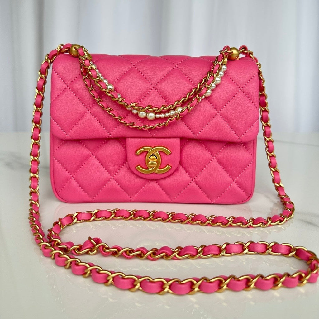 Chanel Small 20 Flap Bag in Deep Pink Calfskin