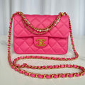Chanel Small 20 Flap Bag in Deep Pink Calfskin