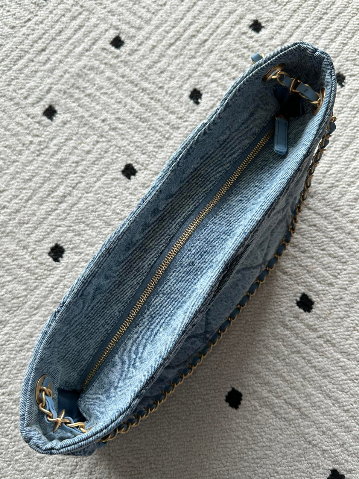 Chanel 25S Hobo Bag 38 in Blue Denim with Gold Hardware