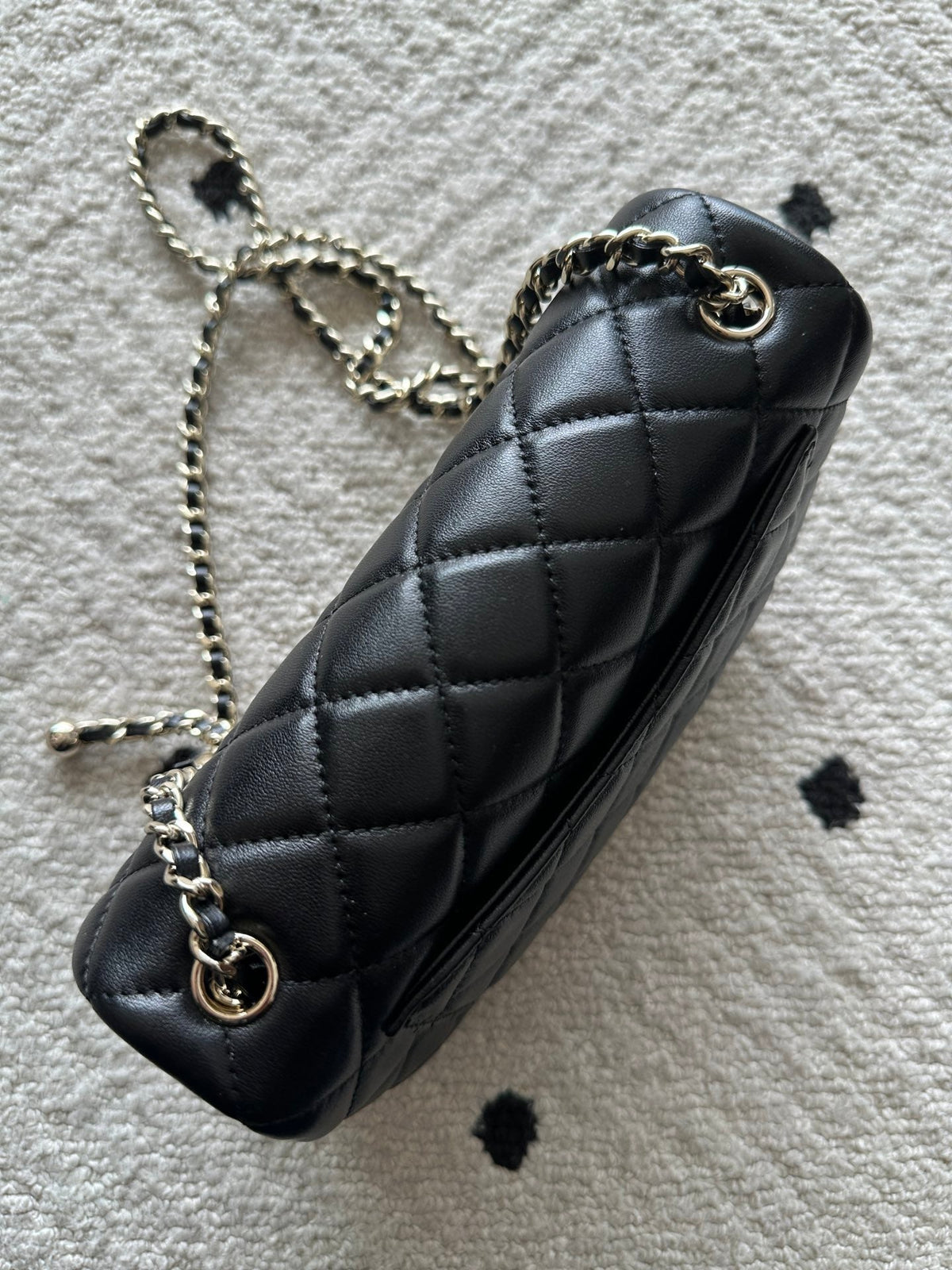 Chanel 25S Classic Flap Bag Mini 20 in Black Lambskin with Gold Hardware