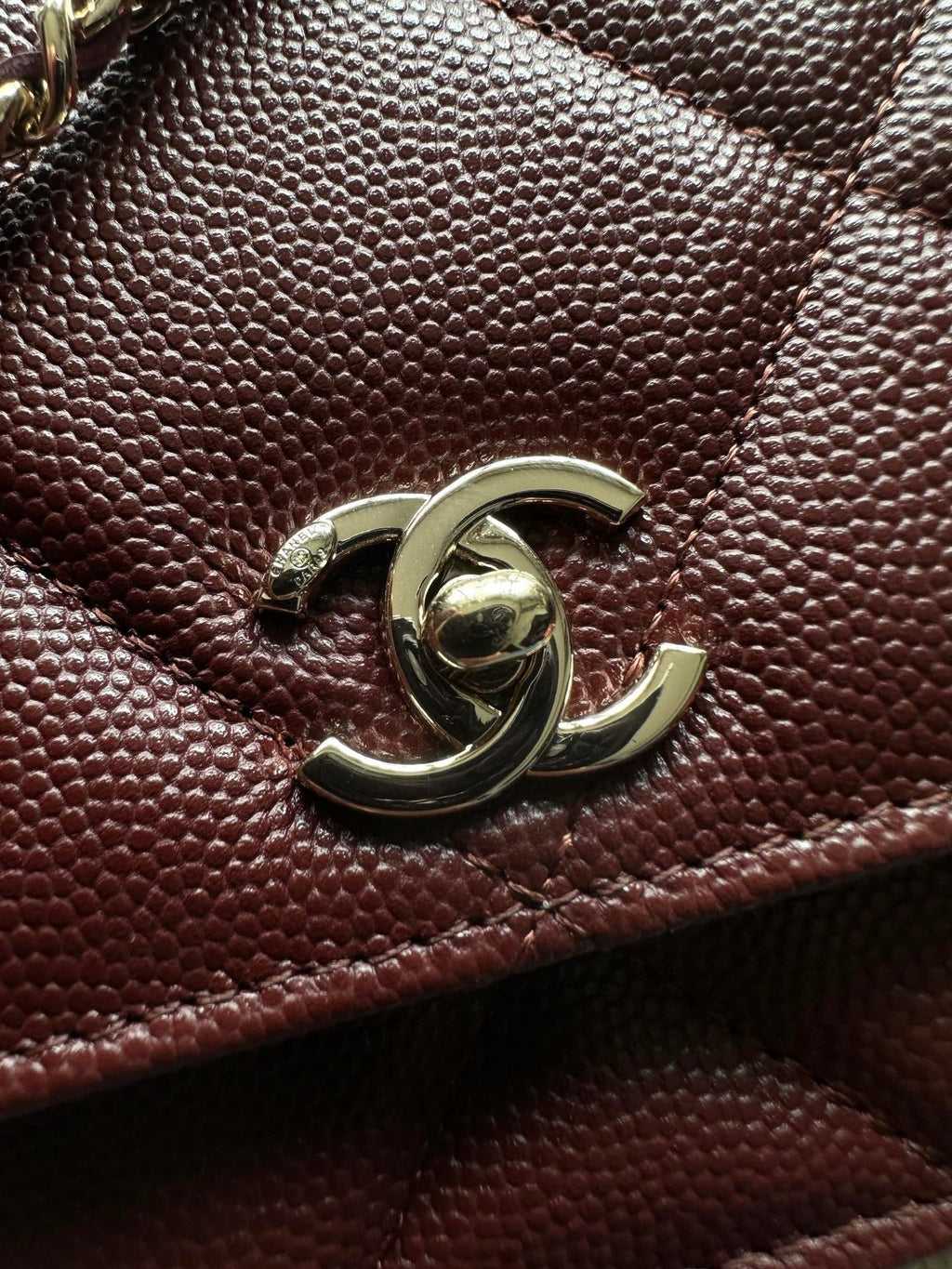 Chanel 25S Mini Flap Bag 19 in Dark Red Caviar Leather