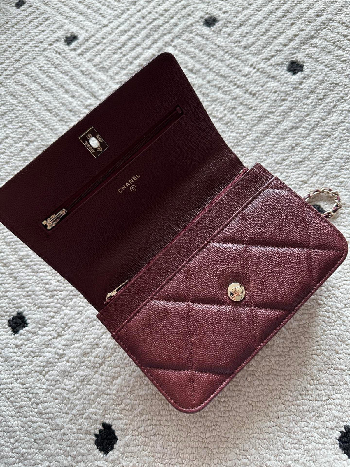 Chanel 25S Mini Flap Bag 19 in Dark Red Caviar Leather