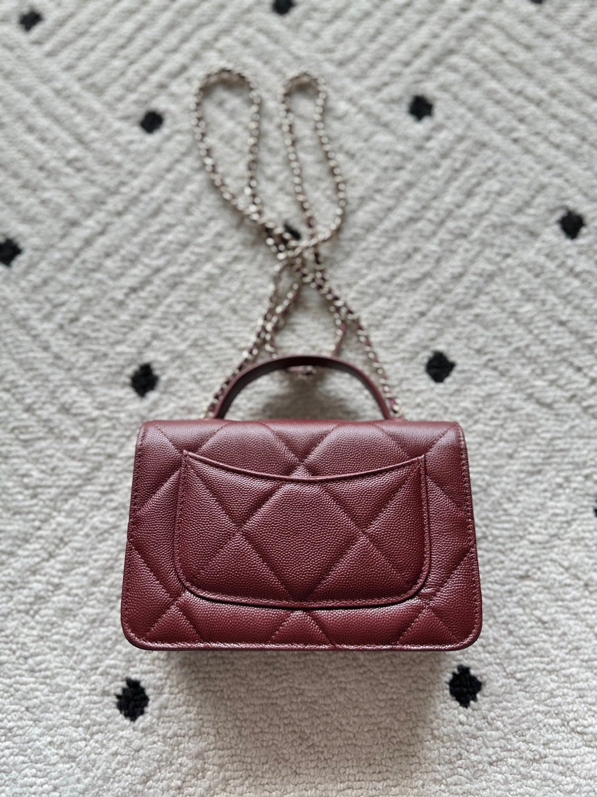 Chanel 25S Mini Flap Bag 19 in Dark Red Caviar Leather