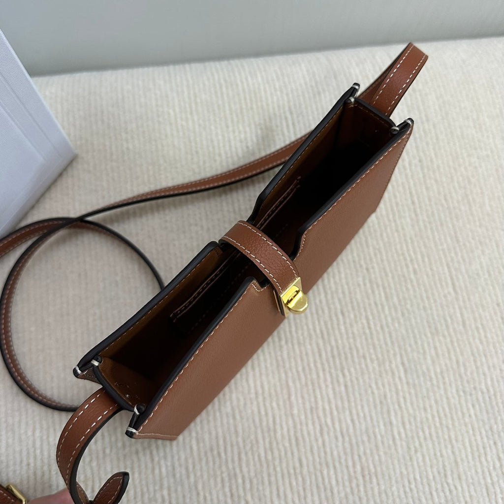 Celine 16 Strap Pochette 18 in Bronze Orange Supple Calfskin Gold Hardware Bag