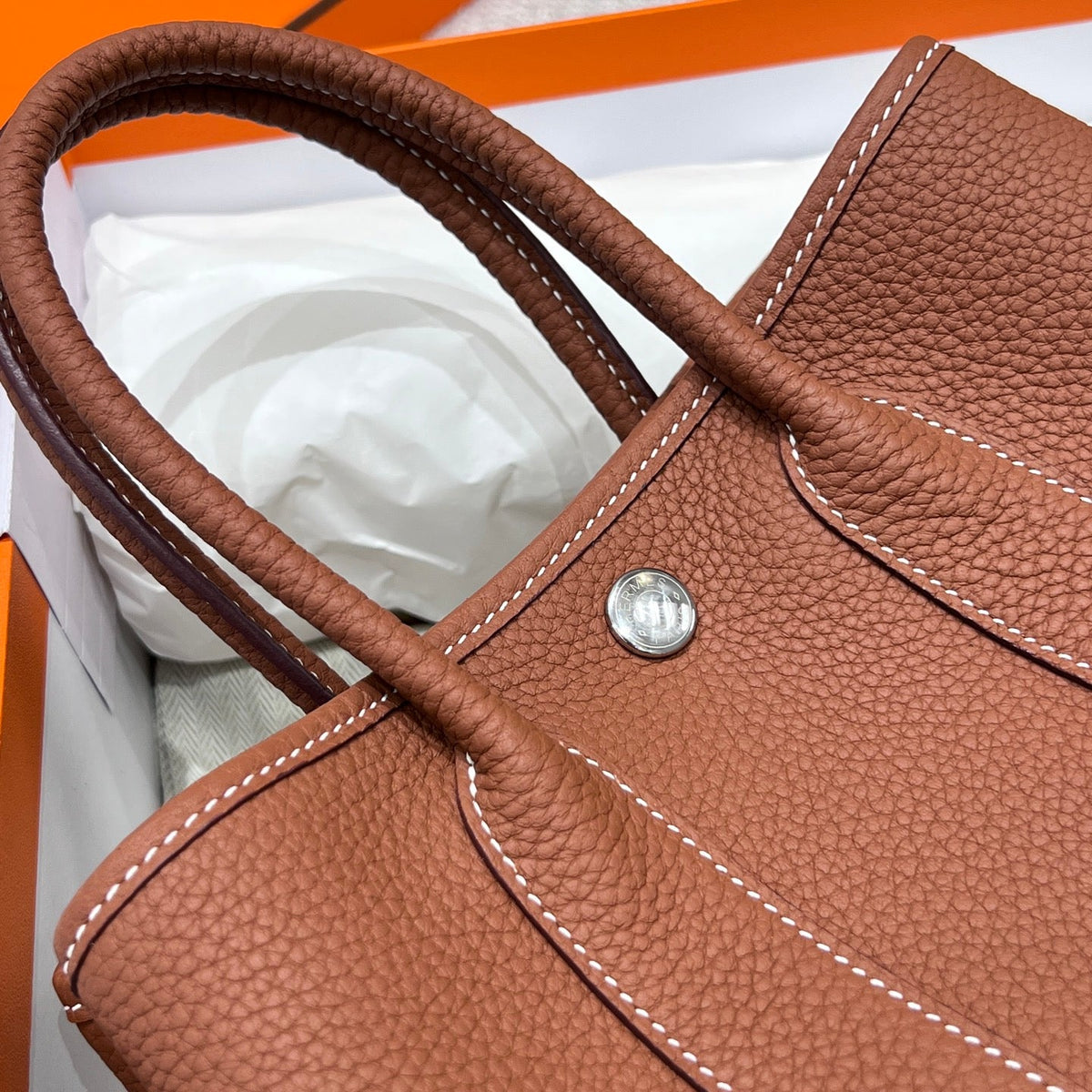 Hermes Garden Party 23cm in Umber Brown Calfskin Bag
