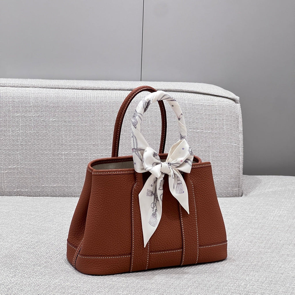 Hermes Garden Party 23cm in Umber Brown Calfskin Bag