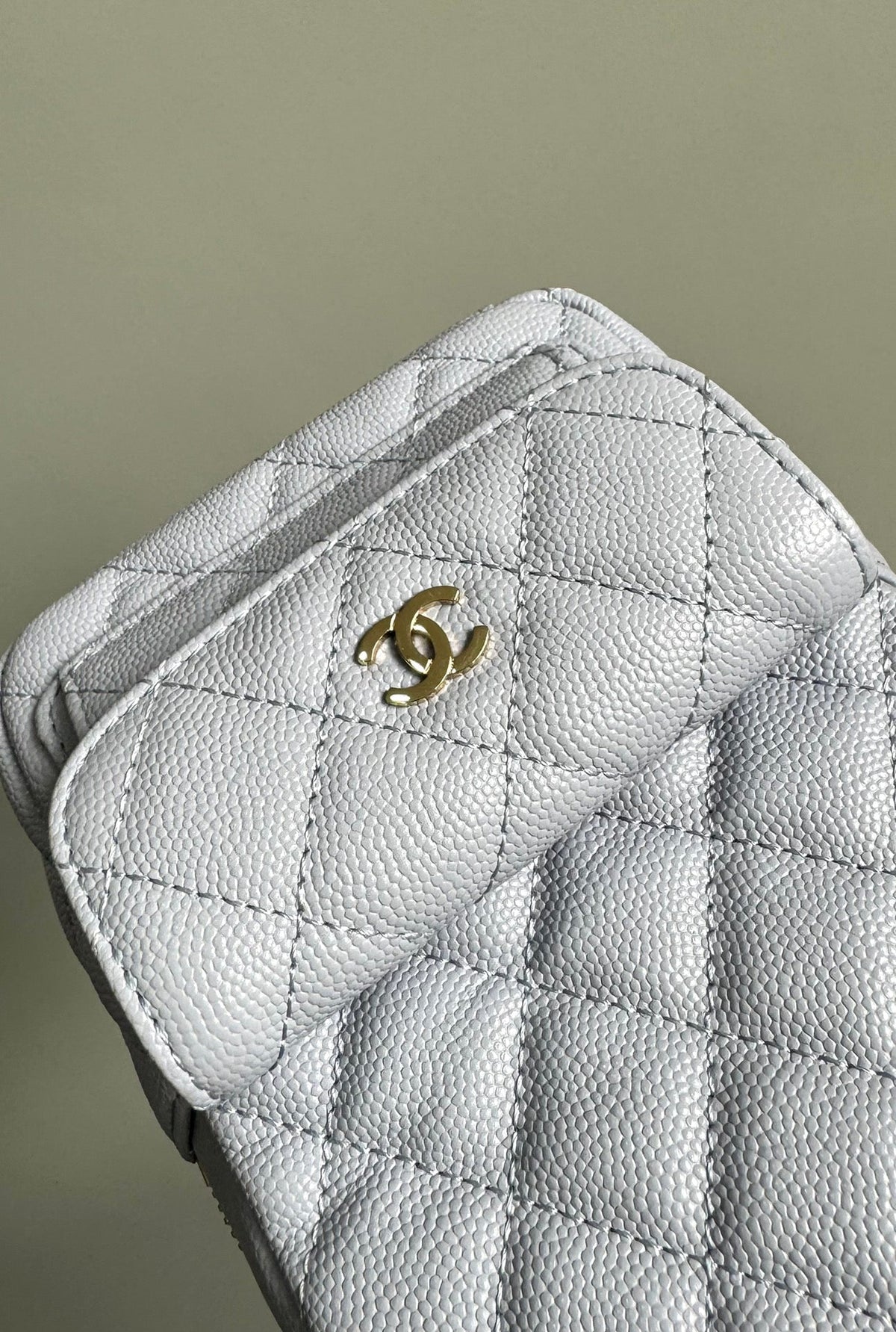 Chanel Mini 18 Backpack White Caviar Light Gold Hardware
