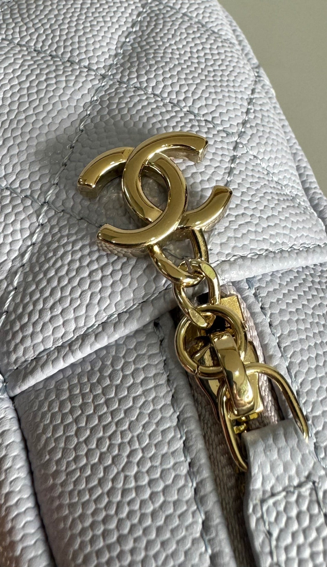 Chanel Mini 18 Backpack White Caviar Light Gold Hardware