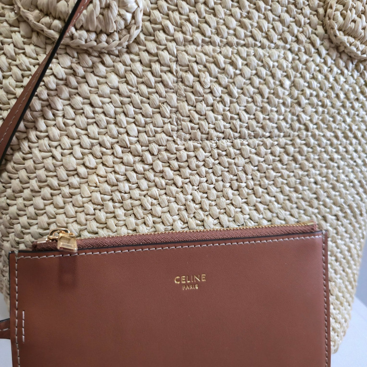 Celine Bag Triomphe 23 in Light Beige Raffia
