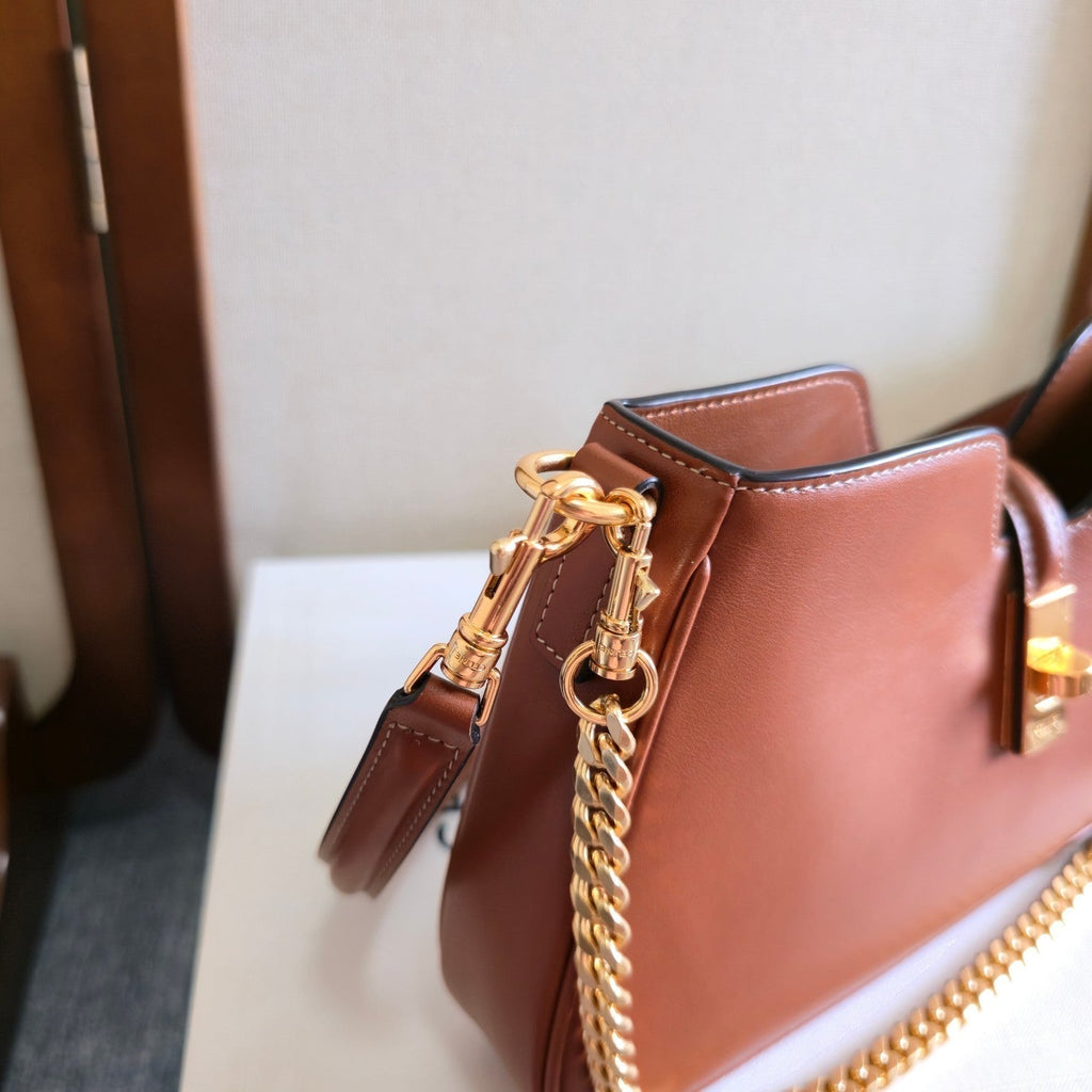 Celine 25S Shoulder Camille 16 Soft 27mm in Brown Calfskin Gold Hardware Bag