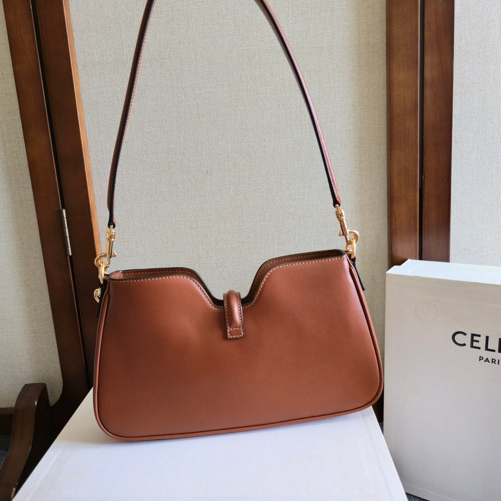 Celine 25S Shoulder Camille 16 Soft 27mm in Brown Calfskin Gold Hardware Bag