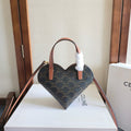 Celine 25S Teen Coeur Bag 19 mm in Black Triomphe Canvas and Tan Calfskin