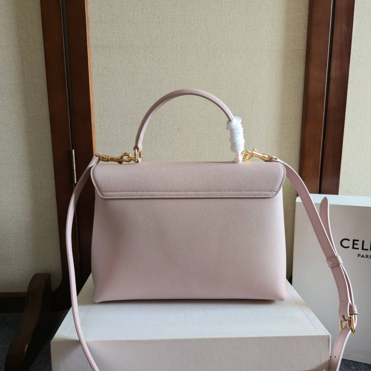 Celine 25S Medium Nino Bag 25mm in Light Pink Calfskin Gold Hardware
