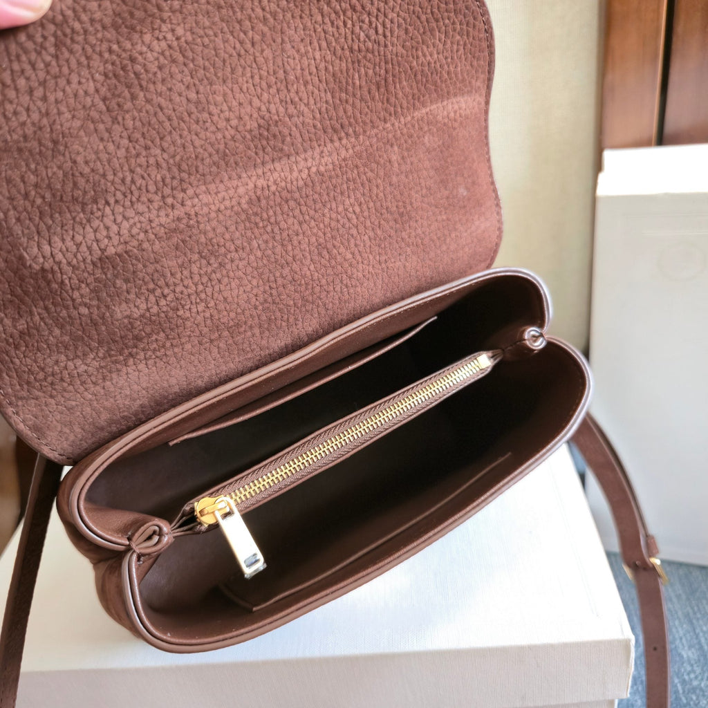 Celine 25S Nino Bag 20mm in Dark Brown Grained Calfskin Gold Hardware