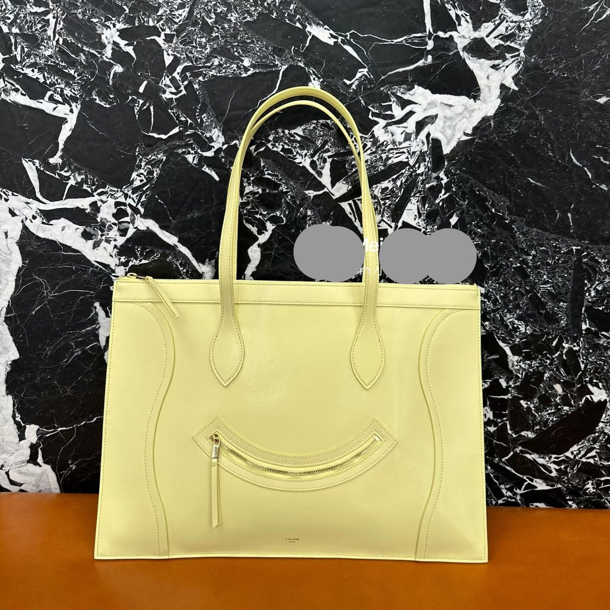 Celine 25S Flat Cabas New Luggage 44mm in Pastel Yellow Glossy Calfskin Bag