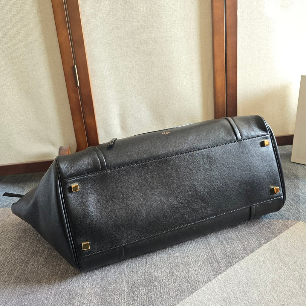 Celine 25S Medium Smiling New Luggage 44mm in Black Supple Shiny Lambskin Bag