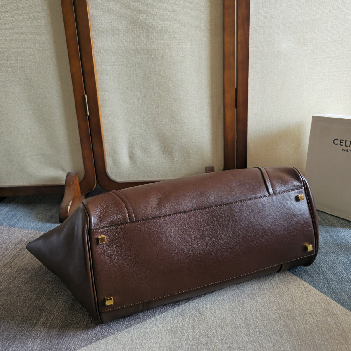 Celine 25S Medium Smiling New Luggage 44mm in Syrah Red Supple Shiny Lambskin Bag