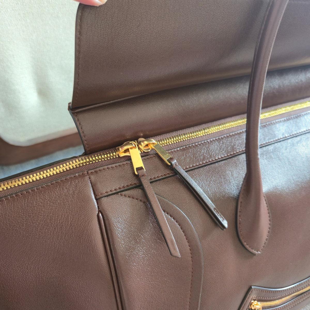 Celine 25S Medium Smiling New Luggage 44mm in Syrah Red Supple Shiny Lambskin Bag