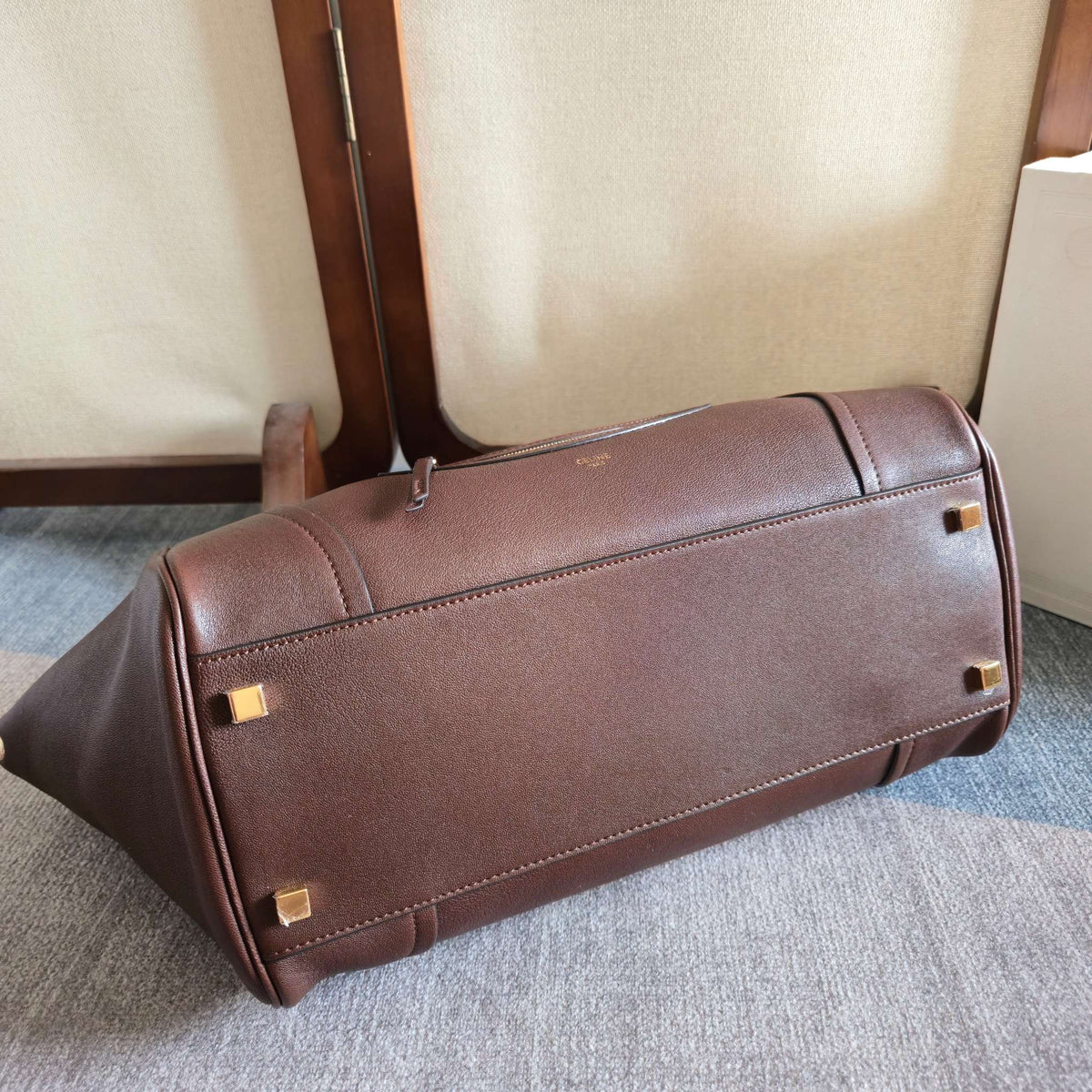 Celine 25S Medium Smiling New Luggage 36mm in Syrah Red Supple Shiny Lambskin Bag