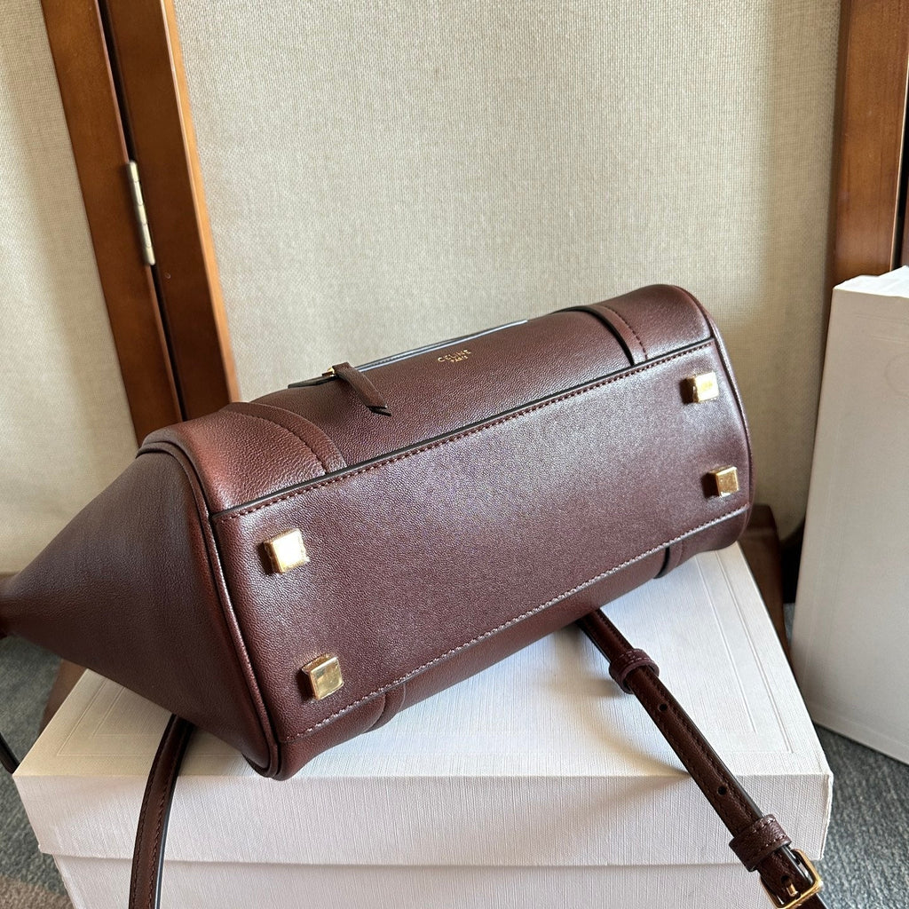 Celine 25S New Luggage 36mm in Dark Brown Calfskin Gold Hardware Bag