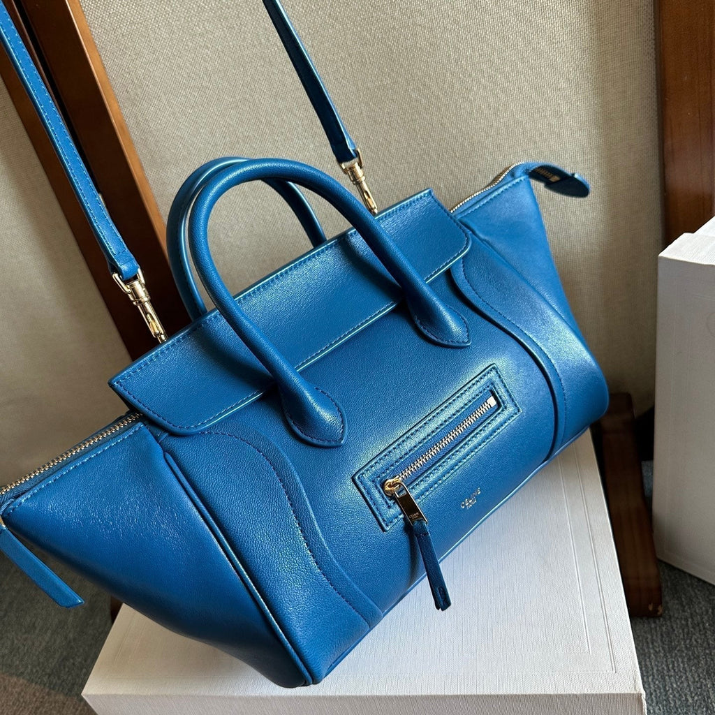 Celine 25S New Luggage 36mm in Dark Blue Calfskin Gold Hardware Bag