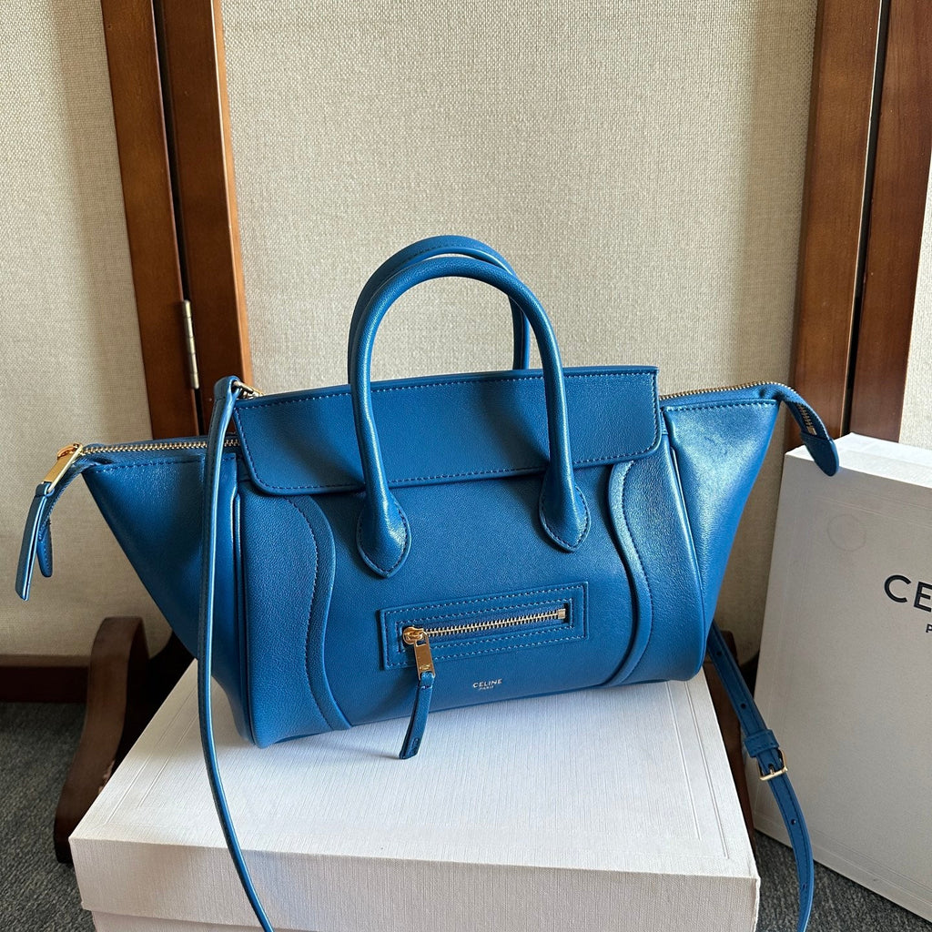 Celine 25S New Luggage 36mm in Dark Blue Calfskin Gold Hardware Bag
